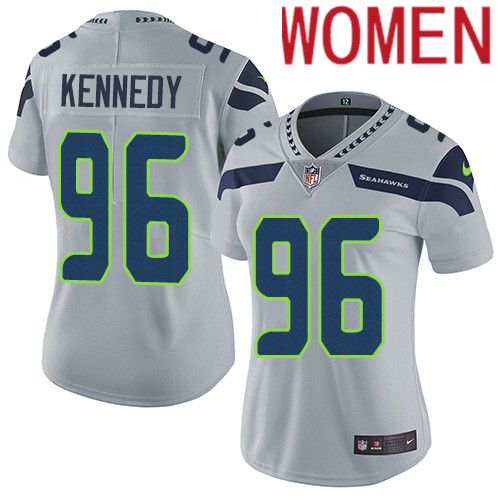 Women Seattle Seahawks 96 Cortez Kennedy Nike Gray Vapor Limited NFL Jersey